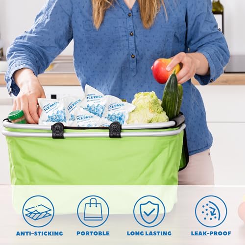 100 Sheets Reusable Freezer Ice Packs for Coolers & Lunch Boxes - Long-Lasting Gel Ice Packs, Cuttable 600 Cells, Keep Food/Drinks Cold for Shipping, Camping, Beach, Fishing - style: 5.5''x8.2'' 100 Sheets 600 Cells