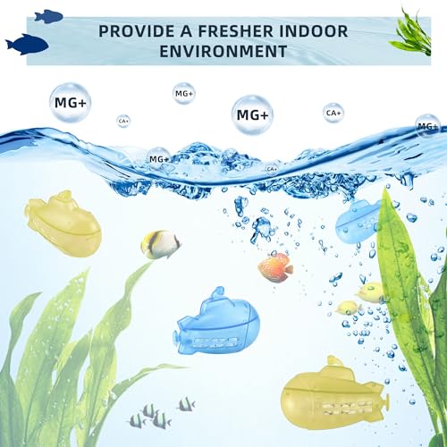 AMI PARTS Humidifier Tank Cleaner Adorable Submarine, Silver Ion Filter Ball Purifie Water Soften Hard Water for Most Humidifiers and Fish Tank 18-Pack (Blue& Yellow) - color: Blue+yellow
