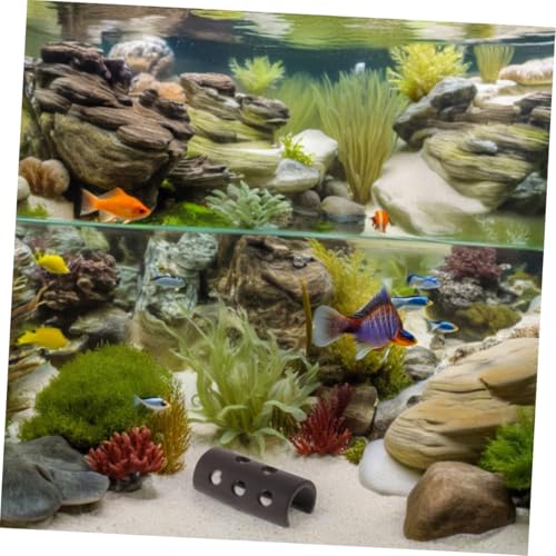 2pcs Ceramic Aquarium Shrimp Shelter Cave Red Clay Tree Stump Design, Fish Tank Hiding House for Breeding Betta and Shrimp, Aquarium Decoration Hideaway for Spawning and Resting