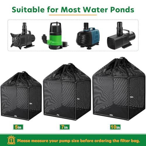 Pump Barrier Bag, Pond Filter Bag, Anti-Clogging Cube Filter Box, Black Media Bag Pump Mesh Bag for Outdoor Water Fish Ponds(5 inch) - size: 5 inch