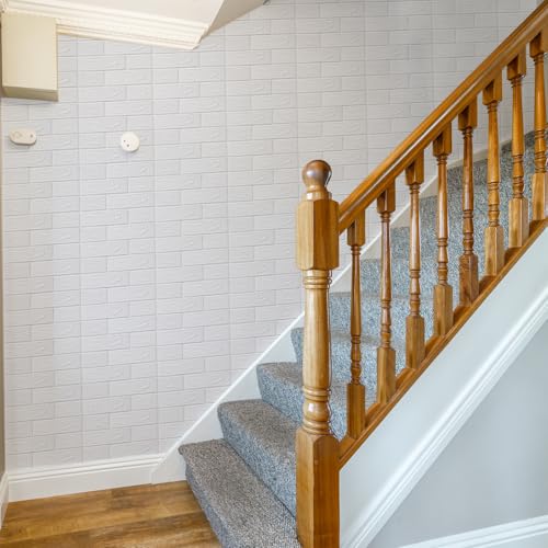 10 Pack 3D Wall Panels Peel and Stick, Waterproof Foam Stone 3D Wallpaper, Self Adhesive Foam Wallpaper for Bedroom Bathroom Kitchen (13.7 * 15.1in) - color: White, size: 10 Pack