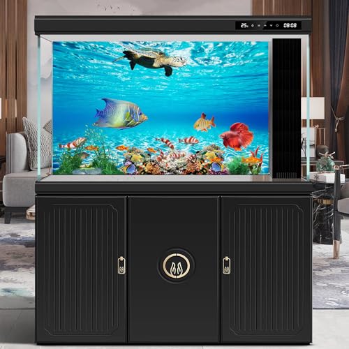 Underwater World Aquarium Background Sea Turtle Tropical Fish Terrarium Background Under The Sea Colorful Coral Aquatic Plants Fish Tank Backdrop Deep Blue Sea with Sunbeams Backgrounds 24x12in - color: Marine Light Blue, size: 24(W)x12(H)in