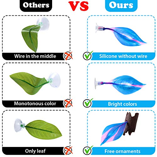 WILLBOND 2 Pcs Blue Silicone Betta Fish Bed Leaf Hammock Betta Fish Tank Accessories Decorations for Aquarium Ornaments, Practical Resting Spot, Comfortable and Safe - color: Blue