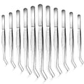 35 Pcs Carbon Steel Tweezers with Curved Serrated Tip, Multipurpose Craft Tweezers Non-Slip Forceps for Sewing Repairing