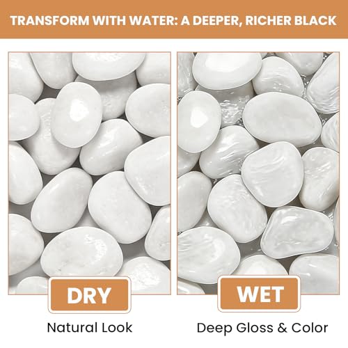 White River Pebbles for Landscaping, 2-3 Inch Polished River Rocks for Garden Décor, Decorative Rocks for Plants, Planters, Vase Fillers, Aquarium, Outdoor Walkways & Crafting-6LB - size: 6lb, style: white