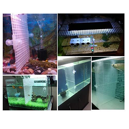 RLECS 2pcs 30cm x 15cm Plastic Grid Divider Tray Egg Crate Louvre Aquarium Fish Tank Bottom Isolation, Black