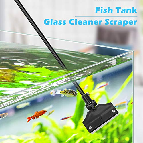 Pronetcus Aquarium Algae Scraper,Aquarium Glass Cleaner,Fish Tank Cleaner, Aquarium Scraper with 10 Blades. - size: 21.65 Inch