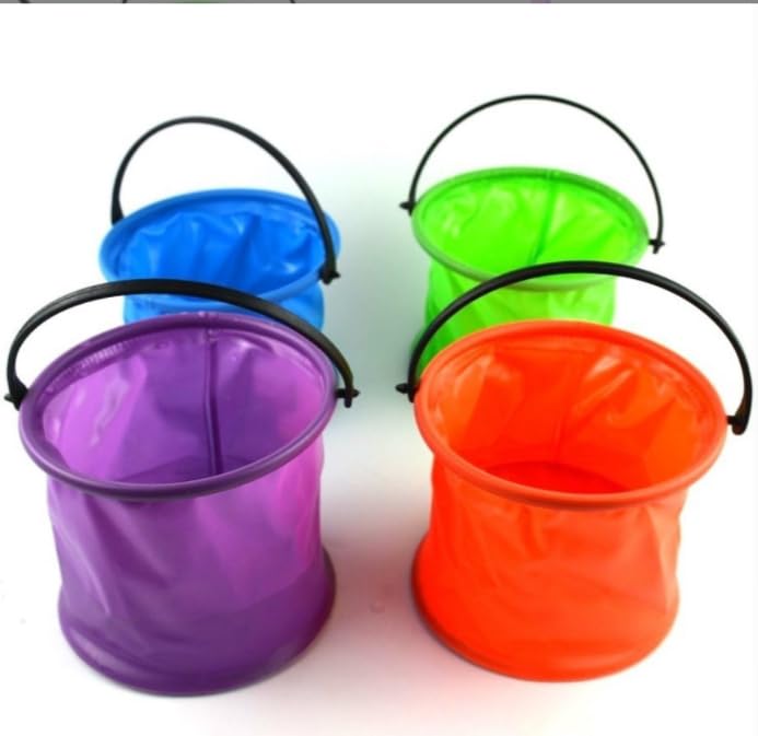ASEANAO Collapsible Blue Plastic Bucket, 20 x 14.5 x 13cm, Foldable Water Bucket for Camping, Fishing, Cleaning, Beach - color: Blue