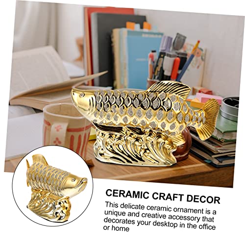 BESPORTBLE Unique Desktop Fish Adornment Ceramic Craft Fish Tank Décor Adornment Scene