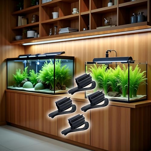 4Pcs Black Fish for Tank Mounting Clip Water Pipe Hose Holder Multifunction Adjustable Clamp for 0.31""-0.62"" Dia Tub Aquarium Tube Holder, Aquarium Air Pump Accessories Aquarium Pumps and Filters