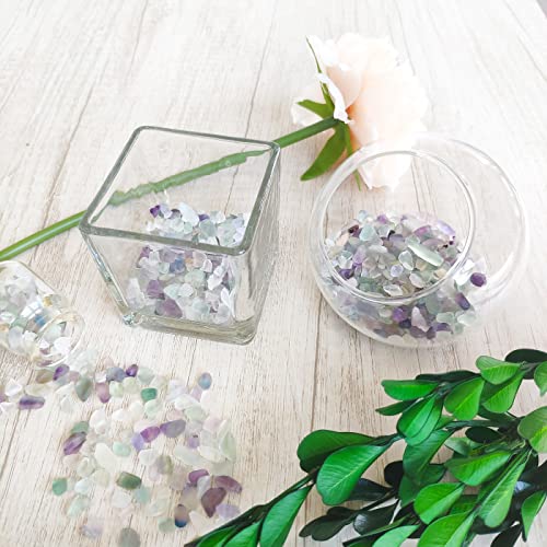 ZHIYUXI Fluorite Crystal Chips Fish Tank Gravel Vase Filler Stones Crushed Crystals Gemstone Polished Healing Crystals 5-7 MM Natural Quartz Stone 0.44lbs - color: A# Fluorite, size: 0.44 Pound