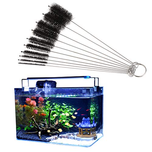10 Pack Flexible Brush for Tubing Flexible Bristles 7.9 Inch Long Stainless Steel Tube Aquarium Filter Brushes
