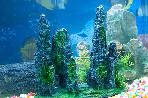 FEDOUR Aquarium Mountain View Stone Ornament Tree Rock Cave Landscape, Large Aquarium Ornament Rock Artificial Fish Tank Decoration
