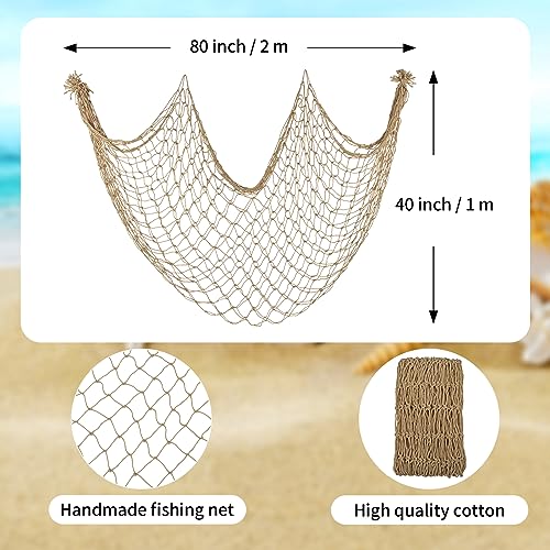 2 Pack Fish Net Decorations for Party - color: Caramel