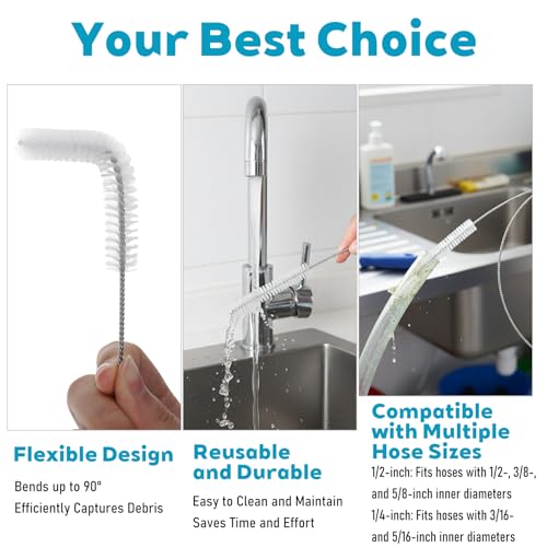 2Pcs Tube Cleaner Brush Extra Long, 40inch Straw Cleaner Brush, Pipe Cleaners Brushes for Water Lines, Ice, Beer Machine Cleaning