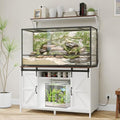 VOWNER Farmhouse Reptile Tank Stand with Power Outlet, 48" X 24" Tabletop Fits up 120 Gallon Bearded Dragon Tank, Heavy Duty Aquarium Stand with Storage Cabinet, Reptile Turtle Terrarium Stand White - color: White + Walnut