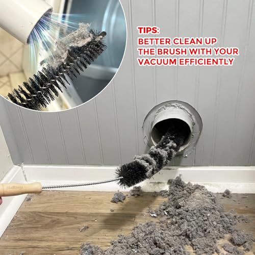 Holikme 3 Pcs Dryer Vent Cleaner Kit, 304 Stainless Steel Replacement Lint Brush for Clothes Dryer Vent Trap, Cleaning Brush & Flexible Crevice Tool - size: Standard 2Pack