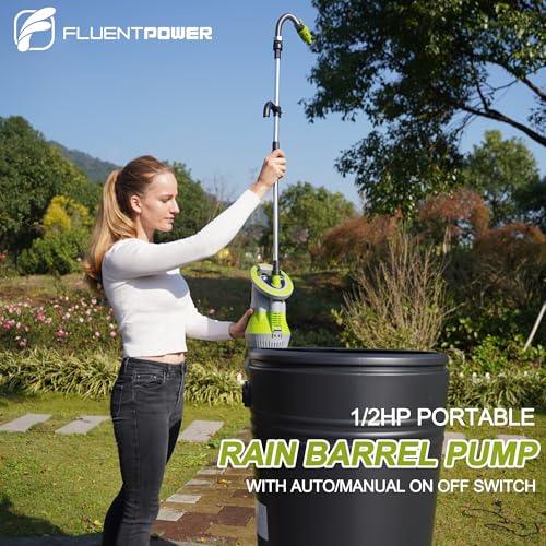 FLUENTPOWER 1/2HP Rain Barrel Pump, 1050GPH Submersible Water Pump with Float Switch and 26ft Cable, Drainage Water from Hot Tub Cellars Rain Barrel Ponds Pools - style: 1/2HP 1050GPH