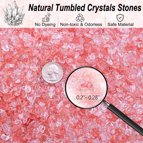 0.5 Lb/230g Watermelon Red Crushed Stone Crystal Chips Bulk, Tumbled Healing Crystal Chips Natural Gemstones Crushed Stones Decorative Vase Fillers Aquarium Gravel Rocks, 5-7mm - color: Watermelon Red, size: 0.5 LB