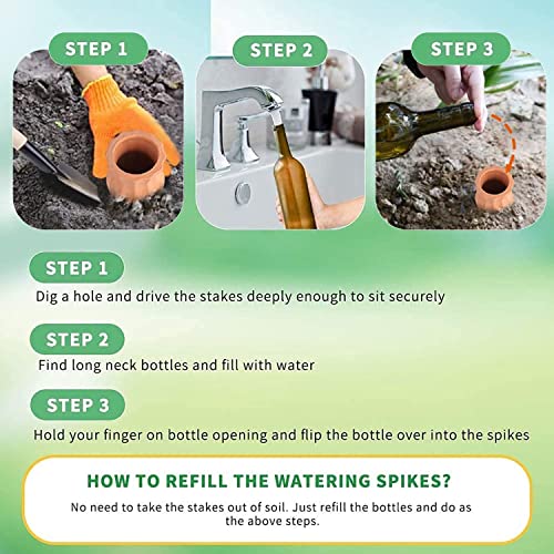 Tcamp 8Pack Plant Self Watering Spikes, Terracotta Plant Watering Devices Wine Bottle Plant Self-Watering Stakes for Indoor Outdoor Plants - size: 8 Pack