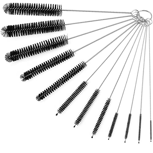 Straw Cleaner Brushes Sets, 12 Pieces 8.2 Inch Botthle Cleaning Brush and Nylon Tube Brush Brush Kit for Sippy Cup, Tumbler, Water Bottle, Drinking Straw (Black) - color: 8.2 Inch Black Cleaning Brushes