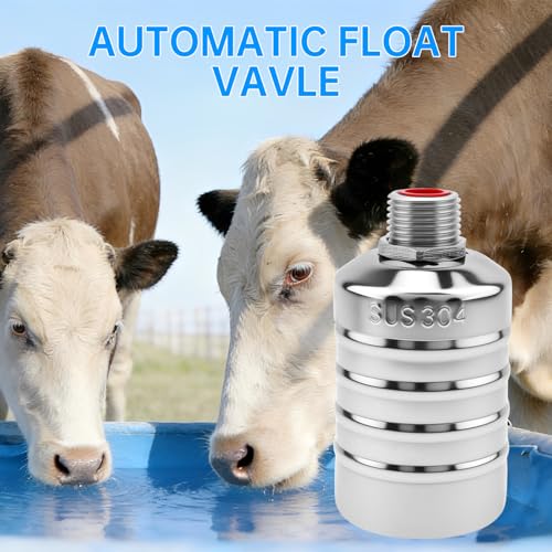 3 Pack Float Valve, 304 Stainless Steel Automatic Water Float Valve，1/2" and 3/4" Connection Auto Fill Shut Off Water Level Control Valve for Pool, Water Tank, Livestock Troughs