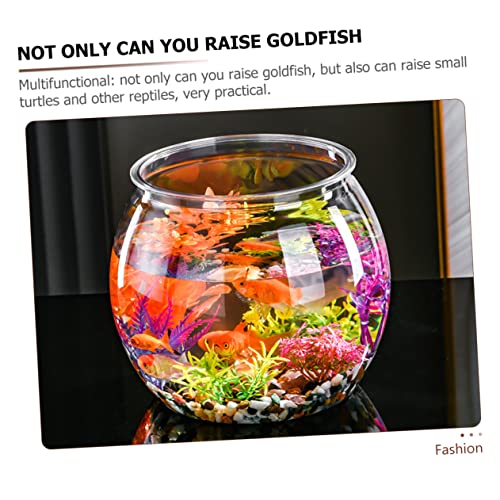 Transparent Plastic Fish Bowl Tank Small Aquarium for Betta Fish Goldfish Portable Round Design Easy Maintenance Fall Resistant for Home Office Turtle Care - size: 16.5x16.5cm