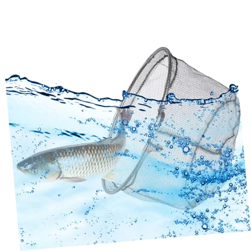 4pcs Soft Flexible Fishing Landing Net Replacement Head, Foldable Deep Stainless Steel Mesh, 40cm Round Black Net, Freshwater and Saltwater Fishing Accessory