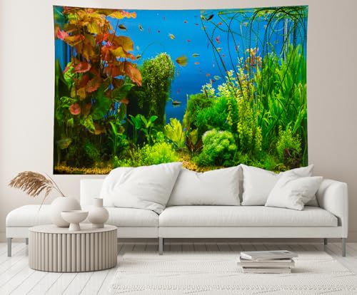 6x4ft Fish Tank Backdrop Aquarium Underwater Grass Leaves Aquatic Plant River Bed Lake Fish Background Diving Holiday Fishing Party Decoration Photo Props Wallpaper - size: 6x4FT