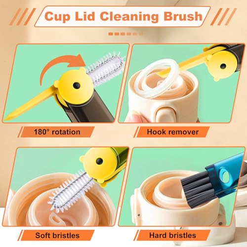 3 in 1 Cup Lid Cleaning Brush, Portable Gap Cleaner Brush - Multifunctional Bottle Cleaning Brush for Bottle Gap/Tight Spaces/Travel Bottle Lid, Home Kitchen Crevice Brush Tools, 3 PCS - color: Grey Green Blue