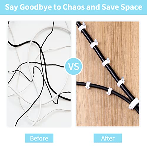 Abnii Cable Clips, 100 Pcs, 10mm, Wire Wall Clips with Steel Nails, Cable Management Organizer Clip, Cable Tacks Coax Holder Clips, RG6 RG59 CAT6 RJ45 Cable Cord Clip, White - color: White, size: 10mm-100pc