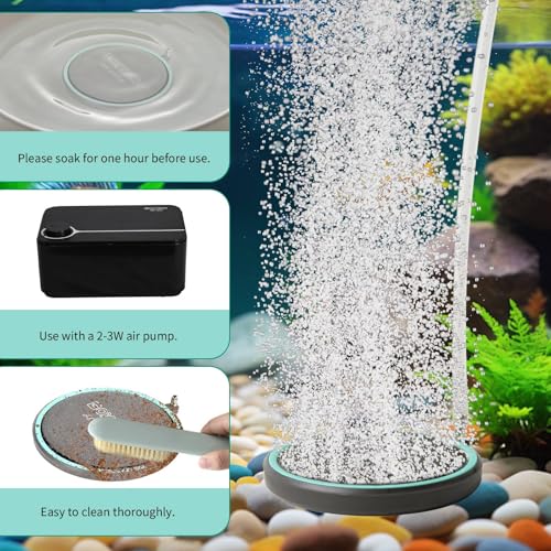 UPETTOOLS Aquarium Air Stone 2.0 Inch Nano Oxygen Diffuser Disc for Ultra-Fine Bubbles, Super Quiet Aeration for Small Fish Tanks, Nano Aquariums & Hydroponic Systems - size: 2 inch