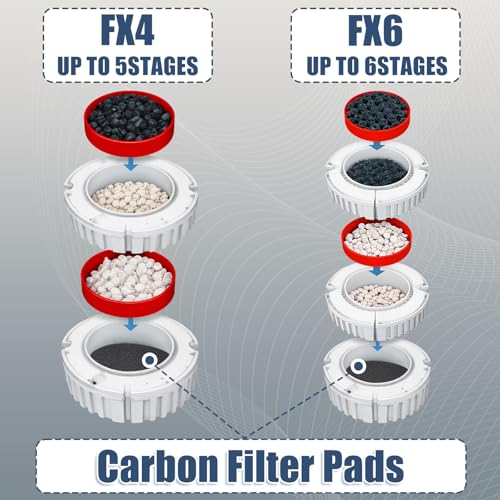 Fx4 Carbon Filter Pads Compatible with Fluval FX4 FX5 / FX6 Canister Filter,Replacement Carbon Impregnated Foam Pads Aquarium Filter Media Pack of 12 - color: BLACK 12PC