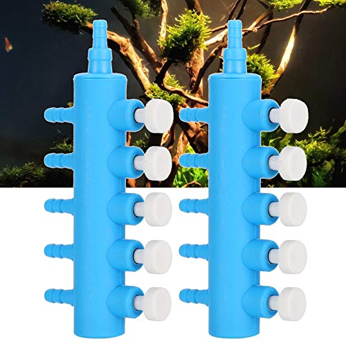 Fishtank Air Splitter, 2pcs Aquarium Air Flowing Control Lever Valve Pipe Distributor Aquarium Oxygen Pump Adapter Accessory 4 Way Outlet Fish Tank Air Splitter (One Minute Five) - size: One minute five, style: One minute five