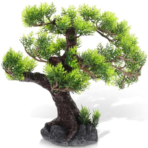 Healeved Landscaping Tree Resin Tree for Decor Resin Ornament Fish Tank Decor Craft for Fish Tank Aquarium Plant Fake Bonsai Simulation Plant Garden Decor - color: Green, size: 29 x 26 cm