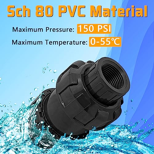 1in NPT PVC Spring Check Valve, UPVC Swing Utility Water One Way Check Valve, Sch80 Pool Ball Check Valve for Backflow Prevention - size: 1''NPT