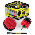 Cleaning Kit with Extension - Outside Patio and Deck Brush - Rust Tool Remover Brush - Concrete Swimming Pools Cleaner - Garden Fountain Brush Cleaner - Monuments and Headstones Restoration Brushes - color: Red