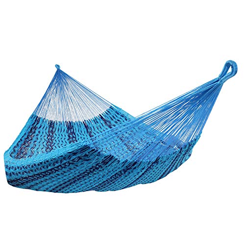 Sunnydaze Handwoven XXL Thick Cord Mayan Double Hammock for Outside - 625-Pound Capacity Heavy-Duty Outdoor Hammock - Blue - color: Blue