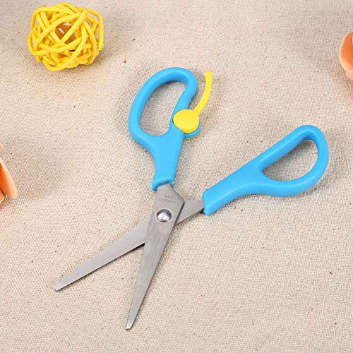 Food Shears Stainless Steel Baby Scissors Food Scissor with Plastic Cover for Toddlers, Preschool Training Kids Scissors(Blue)