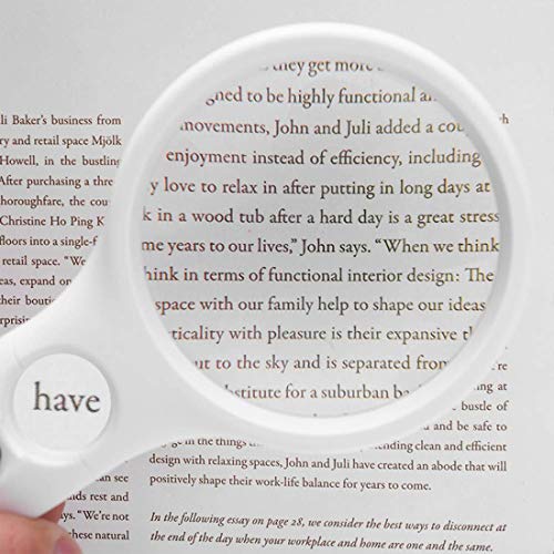Magnifying Glass with Light 3X 45X Handheld Magnifier 3 LED Light Magnifying Glass for Reading Small Prints Reading Inspection Jewellery Hobbies Crafts (White) - color: White