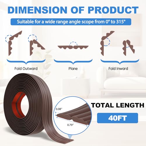 Wall Corner Protector Peel and Stick Corner Trim Molding Flexible Inside & Outside Wall Edge Guard Self Adhesive Moulding Trim for Edge Use, Brown, 0.8” W x 40’ L - color: Brown, size: 0.8 In x 40 Ft
