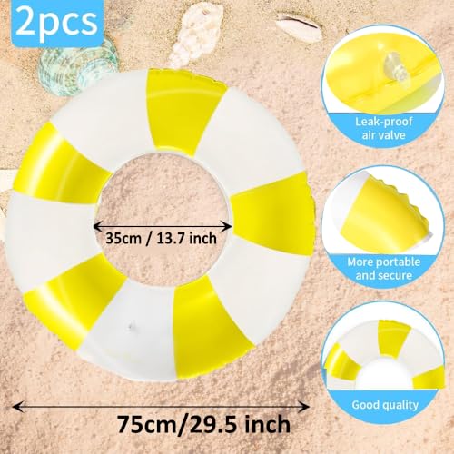 2 PCS Inflatable Pool Floats for Swimming Pool Party Lake Beach Adults - Floaties Pool Tubes Swim Rings Tubes Floaties for Beach Pool Party Decorations - color: Yellow, size: 29"