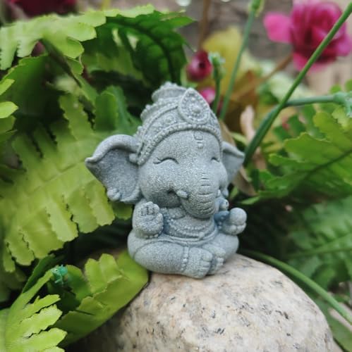 livelyfish Small Elephant Statue Sandstone Figurine Hindu Meditation Buddha Sculpture for Fish Tank Aquarium Decoration (F) - color: F