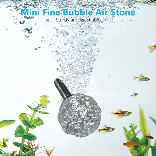 hygger Ultra Silent 1.5W Fish Bowl Aqaurium Mini Air Pump with Accessories, Oxygen Aerator Kit for Fish Tank 0.5-15 Gallon, Comes with 3/16 Inch Air Tubing, Air Stone, AC 110V/60HZ - color: White