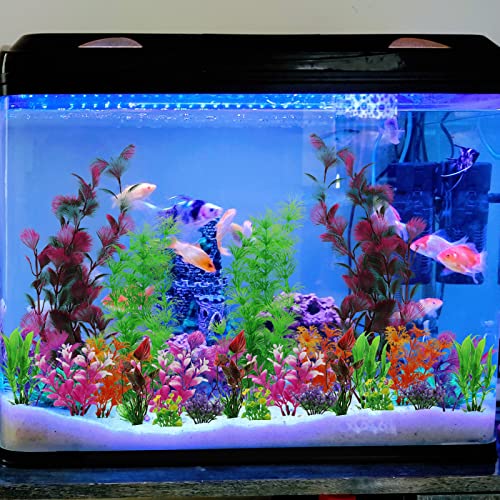 25 Pack Aquarium Plants, Fish Tank Decoration Colorful Artificial Fish Tank Decorations for Household and Office Aquarium Simulation, Small to Large and Tall
