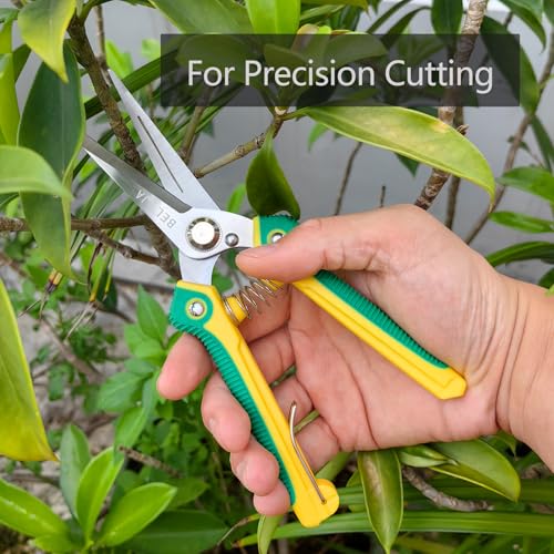 Gardening Scissors Hand Pruner Pruning Shear with Straight Stainless Steel Blades, Flower Cutter Garden Clippers, 8.1 Inch (Red) - color: Red