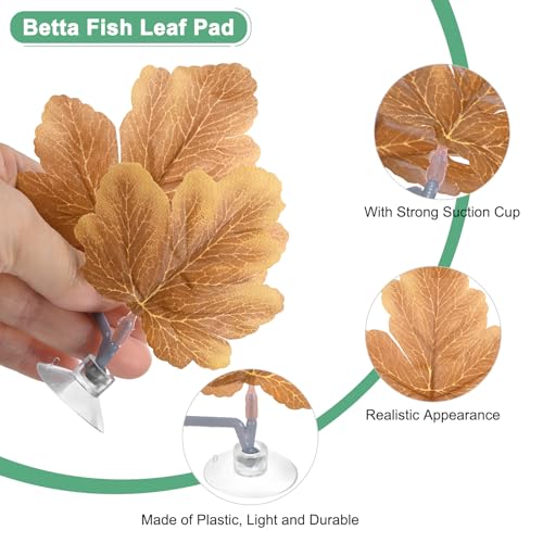 M METERXITY 2-Pack Betta Fish Leaf Pad, Hammock Plant Leaf Pad, Realistic Resting Fish Rest Bed for Fish Tank Decorations/Aquarium Accessories/Spawning Grounds [Yellow, Grape Leaves-Shaped] - color: Yellow