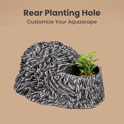 Extra Large Reptile Hideouts Cave, Resin Tortoise Hide Cave, Rock Basking Habitat Decor for Bearded Dragon, Leopard Gecko, Snake, Turtle, Lizard, Frog, Terrarium Aquarium Hideout(Large Size) - size: 9.3*8.1*5inch
