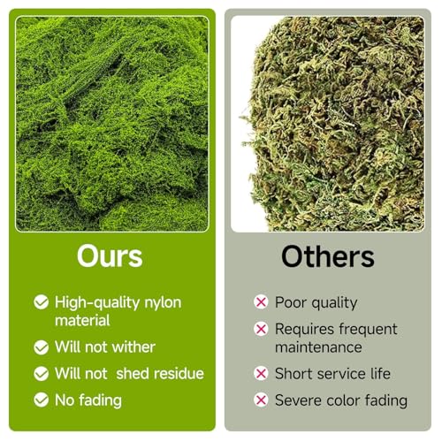 Aspamms Fake Green Moss for Potted Plants Indoor, 7oz Artificial Moss for Crafts, Faux Moss Decor for Fairy Garden, DIY Decorative, Model Making, Walls, Glass Containers, Home - color: Light Green 7oz