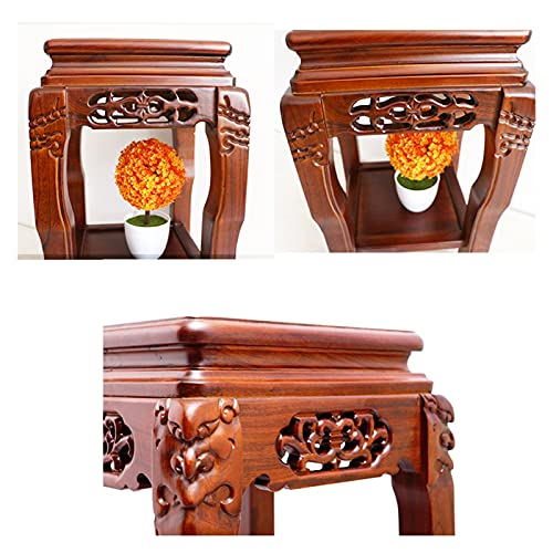 Wooden Display Stand Square Flower Stand Bonsai Table Antique Coffee Table Fish Tank Rack Base Odd Stone Frame Flower Stool Garden Plant Stand Display Stand (Size : Large) ( )